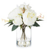 Mixed Artificial Peony and Hydrangea Flower Arrangement in Cube Glass Vase With Faux Water(Cream)