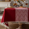 High Quality Washable Cotton Linen Wrinkle Free Tablecloth with Tassel  55''x78''(Red)