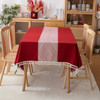 Washable Cotton Linen Wrinkle Free Tablecloth with Tassel (Red)
