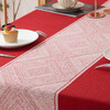 Washable Cotton Linen Wrinkle Free Tablecloth with Tassel (Red)