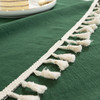 High Quality Washable Cotton Wrinkle Free Tablecloth with Tassel (Green)