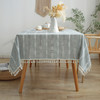 Washable Cotton Linen Wrinkle Free Tablecloth with Tassel (Light Blue)
