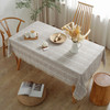 Washable Cotton Linen Wrinkle Free Tablecloth with Tassel (Brown)