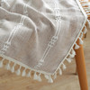 Washable Cotton Linen Wrinkle Free Tablecloth with Tassel (Brown)
