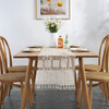 Farmhouse Rustic Cotton Table Runner for Summer Home Decor with Tassel