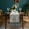 Modern Floral Print Table Runner with Tassel(Geige)