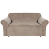 Ultra Soft Thick Stretch Velvet Fabric Loveseat Slipcover for 2 Cushion Couch Covers (Taupe)