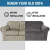 Ultra Soft Thick Stretch Velvet Fabric Loveseat Slipcover for 2 Cushion Couch Covers (Grey)