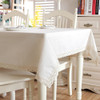 54"x 80" White Thicken Natural Simple 100% Cotton and Linen  Rectangle Tablecloth 