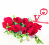  Red Rose Arrangement 12 Pieces with Glass Vase for Home Wedding Decoration