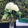 Velvet Cream Rose Flower Bouquet  7 pieces with Vase  for Home Wedding Decoration