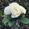 Velvet Cream Rose Flower Bouquet  7 pieces with Vase  for Home Wedding Decoration