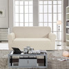 Jacquard  Polyester Spandex Fabric Box  Cushion Sofa Slipcovers-Ivory White