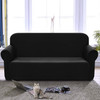 Jacquard  Polyester Spandex Fabric Box  Cushion Loveseat Slipcovers-Black