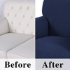  Jacquard  Polyester Spandex Fabric Box  Cushion Loveseat Slipcovers-Dark Blue