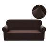 Jacquard  Polyester Spandex Fabric Box  Cushion Loveseat Slipcovers-Chocolate
