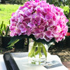 Lavender Purple Artificial Hydrangea Flower Arrangements with Clear Glass Vase 
