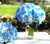 Blue Cream Artificial Hydrangea Flower Arrangements with Clear Glass Vase 