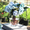 Sky Blue Artificial Rose and Mixed Flower Arrangements with Clear Glass Vase 