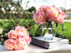 Pink Artificial Rose and Hydrangea Flower Arrangements with Glass Vase 
