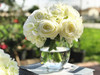 Cream Artificial Rose and Hydrangea Flower Arrangements with Glass Vase 
