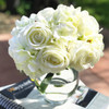 Cream Artificial Rose and Hydrangea Flower Arrangements with Glass Vase 