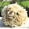 Champagne Artificial Rose and Hydrangea Flower Arrangements with Glass Vase 
