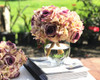 Lavender Cream Artificial Rose and Hydrangea Flower Arrangements with Glass Vase 