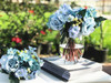 Sky Blue Artificial Rose and Mixed Flower Bouquet Set of 2