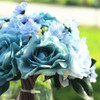Sky Blue Artificial Rose and Mixed Flower Bouquet Set of 2