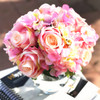 Pink Artificial Rose and Hydrangea Flower Bouquets Set of 2