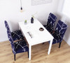 Dark Blue Elegant Polyester and Spandex Stretch Washable Box Cushion Chair Slipcover