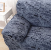Dark GreyElegant Polyester and Spandex Stretch Washable Box Cushion Loveseat Slipcover