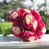 Wine Red Artificial Open Rose Flower Bouquets set of 2