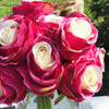 Wine Red Artificial Open Rose Flower Bouquets set of 2