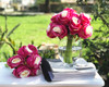 Wine Red Artificial Open Rose Flower Bouquets set of 2