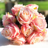 Pink Artificial Open Rose Flower Bouquets set of 2