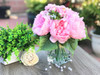 Pink Artificial Peony Mixed Flower Arrangements with Glass Vase