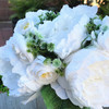White Artificial Peony Mixed Flower Arrangements with Glass Vase