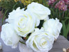 Cream Artificial Open Rose Flower Arrangements With White  Ceramic Vase