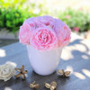 Pink Faux Peony Flower Arrangement in White Pot