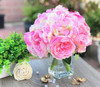 Pink  Peony and Hydrangea Mixed Faux Flower Arrangement With Clear Glass Vase