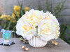 Blush Artificial Open Rose and Hydrangea Flower Arrangement With White  Ceramic Vase