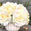 Blush Artificial Open Rose and Hydrangea Flower Arrangement With White  Ceramic Vase
