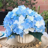 Blue and Cream Artificial Hydrangea Flower Arrangement with White Ceramic Vase