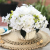Cream Open Rose and Mixed Flower Arrangement With White Ceramic Vase