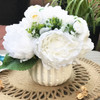 White Artificial Peony Mixed Flower Arrangements With White Ceramic Vase