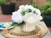 White Artificial Peony Mixed Flower Arrangements With White Ceramic Vase