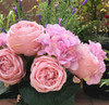 Pink  Rose  and  Hydrangea Mixed Faux Flower Arrangements With White Ceramic Vase