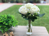 Cream Velet Open Rose Flower Arrangements With Clear Glass Vase 